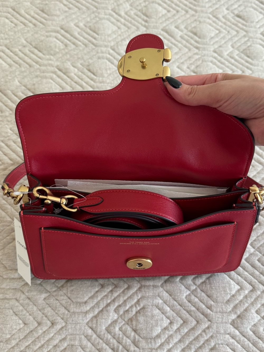 Coach Poppy Red Soft Leather Shoulder Tabby 26 Purse - Picture 5 of 10